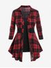Plus Size Plaid Zipper Fly Long Sleeves Shirt and Solid Tank Top Set -  