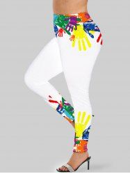 Plus Size Paint Hands Print Skinny Leggings -  