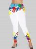 Plus Size Paint Hands Print Skinny Leggings -  