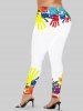 Plus Size Paint Hands Print Skinny Leggings -  