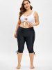 Plus Size Cinched Ruched High Rise Swim Pants -  