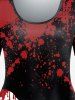Gothic Bloody Skull Rose Print Tee and Gothic Bloody Skull Rose Print Leggings Outfit -  