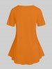 T-shirt D'Halloween à Imprimé Chat Citrouille Squelette Grande Taille - Orange 