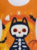 T-shirt D'Halloween à Imprimé Chat Citrouille Squelette Grande Taille - Orange 1X | US 14-16