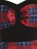 Plaid Print Empire Waist Dual Strap A Line Mini Casual Dress -  