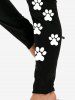 Plus Size Cat Paw Printed Skinny Leggings -  