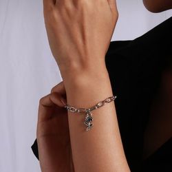 Adjustable Alloy Rose Chain Charm Bracelet - SILVER