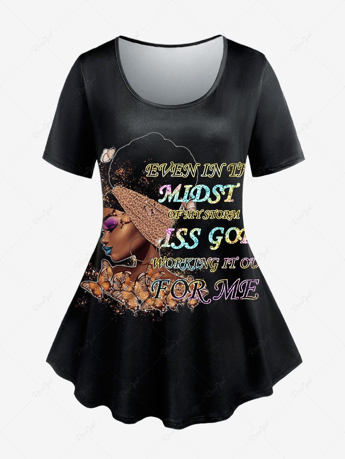 Cheap Plus Size Short Sleeve Graphic Print Tee  