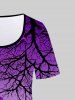 Plus Size Halloween Bat Tree Branch Print Ombre Tee -  