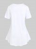 T-shirt à Imprimé Léopard Rayé Cœur de Grande Taille à Manches Courtes - Blanc L | US 12