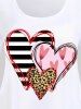 Plus Size Heart Stripes Leopard Printed Short Sleeves Tee -  