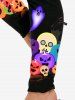Legging Skinny à Imprimé Crâne et Citrouille D'Halloween Grande Taille - Noir S | US 8