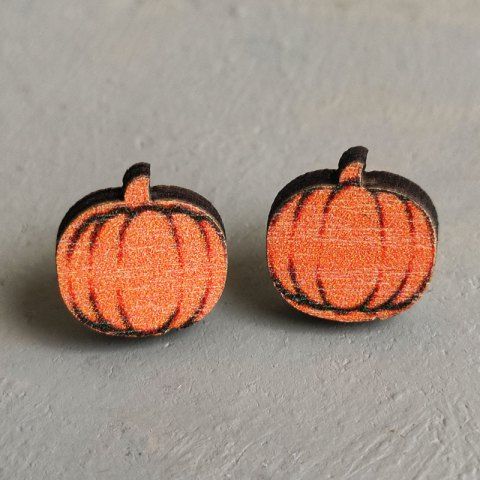 Halloween Pumpkin Stud Earrings - ORANGE