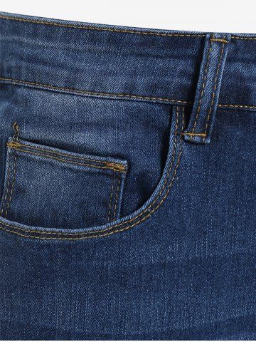 Plus Size Ripped Cat's Whiskers Frayed Hem High Rise Jeans