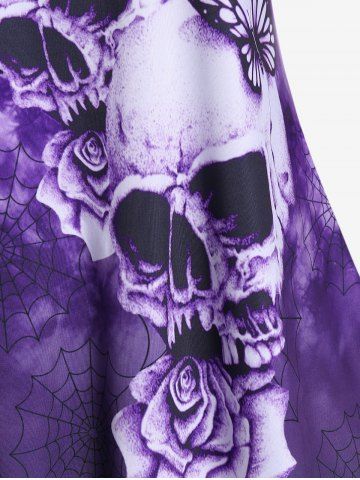 Gothic Short Sleeve Skull Butterfly Print Tee