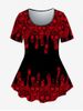 Gothic Short Sleeve Skull Lace Print T-shirt -  