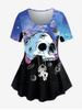 Gothic Short Sleeve Skull Galaxy Astronaut Print T Shirt -  