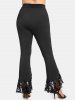 Pantalon Evasé Fendu Panneau en Dentelle à Coupe Haute de Grande Taille - Noir 2X | US 18-20