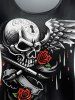 Skull Rose Wings Printed Tee and Skinny Leggings Gothic Outfit -  