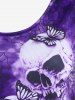T-shirt Gothique à Imprimé Papillon Crâne à Manches Courtes - Pourpre  1X | US 14-16