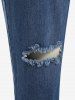 Plus Size Hole Ripped Cat's Whiskers High Rise Jeans -  