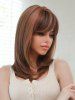 Reddish Brown Highlight Light Brown Side Bang Synthetic Mid-length Wig -  