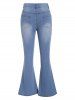 Ripped Light Wash Pockets Zipper Fly Flare Jeans -  