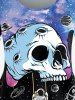 Gothic Short Sleeve Skull Galaxy Astronaut Print T Shirt -  