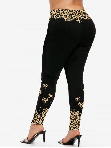Plus Size Animal Leopard Print High Rise Skinny Leggings