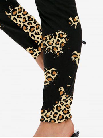 Plus Size Animal Leopard Print High Rise Skinny Leggings