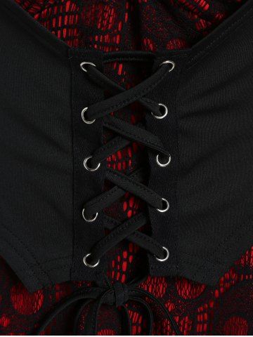 Halloween Vampire Costumes Gothic Bell Sleeve Skull Lace Handkerchief Tee and Skinny Leggings Outfit