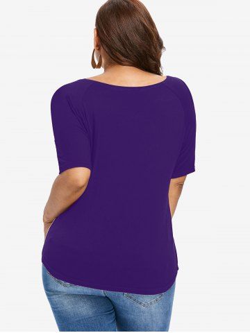Plus Size Raglan Sleeve Butterfly Print Tee