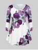 Plus Size Floral Rose Print Tee -  