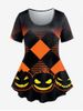 T-shirt Grande Taille à Imprimé Géométrique Citrouille D'Halloween - Orange 