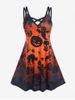 Halloween Pumpkin Ghosts Bats Skulls Printed Crisscross A Line Dress -  