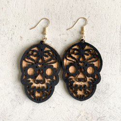 Gothic Hollow Out Skull Drop Earrings -  