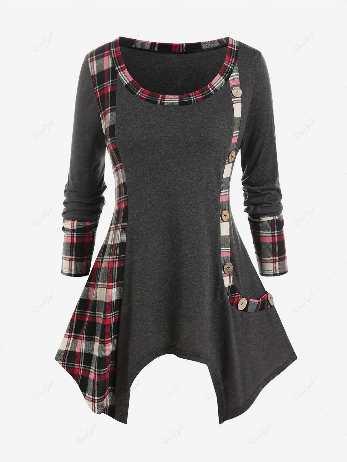 Outfit Plus Size Handkerchief Plaid Tee  