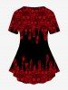 Gothic Skull Lace Print T-shirt and Gothic Skull Lace Print Skinny Leggings Matching Set -  