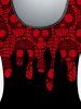 Gothic Skull Lace Print T-shirt and Gothic Skull Lace Print Skinny Leggings Matching Set -  