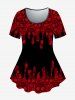 Gothic Skull Lace Print T-shirt and Gothic Skull Lace Print Skinny Leggings Matching Set -  