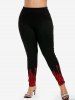Gothic Skull Lace Print T-shirt and Gothic Skull Lace Print Skinny Leggings Matching Set -  