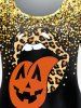 Plus Size Halloween Leopard Lip Ghost Print Tee -  