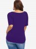 Plus Size Raglan Sleeve Butterfly Print Tee -  