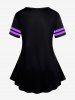 Gothic Short Sleeve Skull Rose Print T-shirt -  