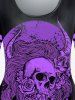 T-shirt Gothique à Imprimé Rose Crâne à Manches Courtes - Noir 