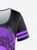 Gothic Short Sleeve Skull Rose Print T-shirt -  