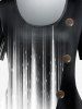 T-shirt à Imprimé 3D Boutons en Blocs de Couleurs de Grande Taille - Noir 3X | US 22-24