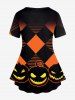 Plus Size Halloween Pumpkin Geometry Print Tee -  