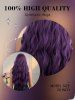 Purple Full Bangs Long Wavy Synthetic Cosplay Wig -  