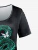 T-shirt à Imprimé Serpent Papillon à Manches Courtes de Grande Taille - Vert profond 5x | US 30-32